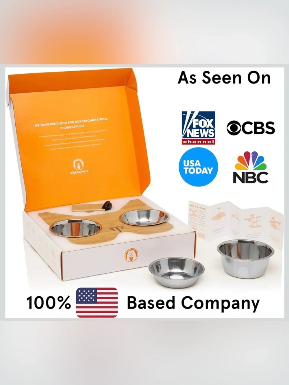 🐶🥣 NibbleyPets Elevated Dog Bowl Stand with Stainless Steel Bowls – 3-Piece Set